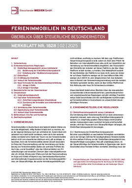 Cover der Leseprobe "Ferienimmobilien in Deutschland – Überblick über steuerliche Besonderheiten" von DWS-Medien.