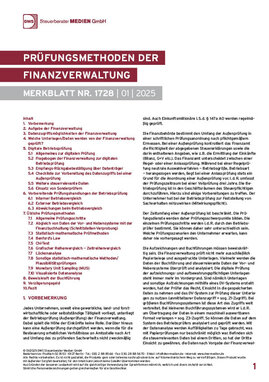 Cover der Leseprobe "Prüfungsmethoden der Finanzverwaltung" von DWS-Medien.