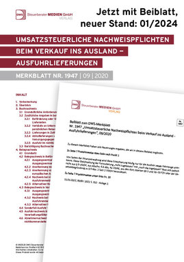 Cover der Leseprobe "Umsatzsteuerliche Nachweispflichten beim Verkauf ins Ausland" von DWS-Medien.