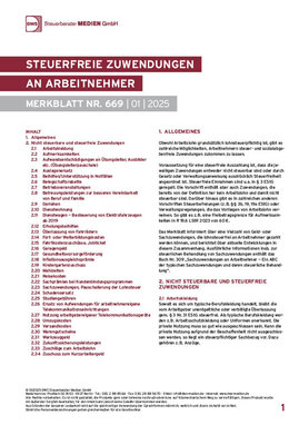 Cover der Leseprobe "Steuerfreie Zuwendungen an Arbeitnehmer" von DWS-Medien.