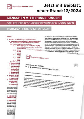 Cover der Leseprobe "Menschen mit Behinderungen – steuerliche Besonderheiten ab dem Veranlagungszeitraum 2021" von DWS-Medien.