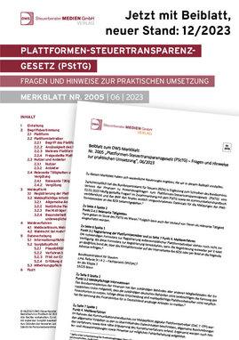 Cover der Leseprobe "Plattformen-Steuertransparenzgesetz (PStTG)" von DWS-Medien.