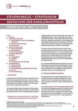 Cover der Leseprobe "Steuerkanzlei – Strategische Gestaltung der Kanzleinachfolge" von DWS-Medien.
